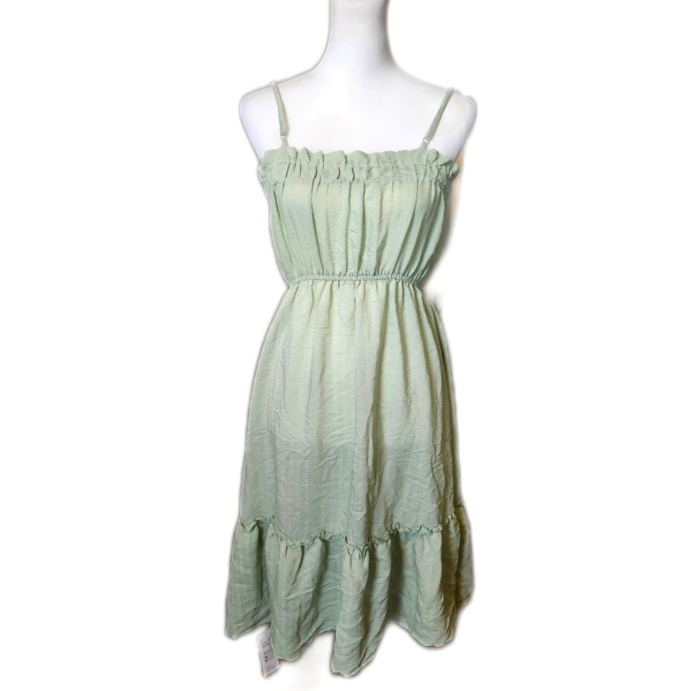 Cupshe NWT Pale Sage Green Tiered Midi Dress, Adjustable Straps, Small